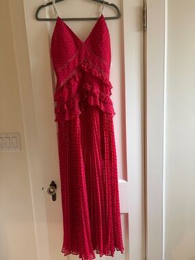 Self-Portrait Polka Dot Ruffle Midi Dress Strappy Flowy Party Wedding Guest